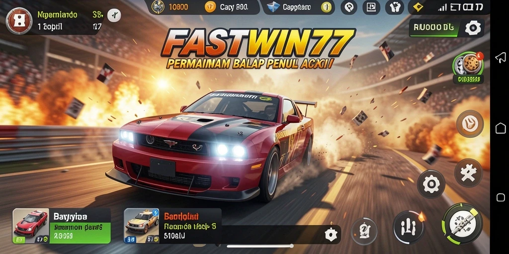 Tampilan gameplay balap yang mendebarkan dalam FASTWIN77.