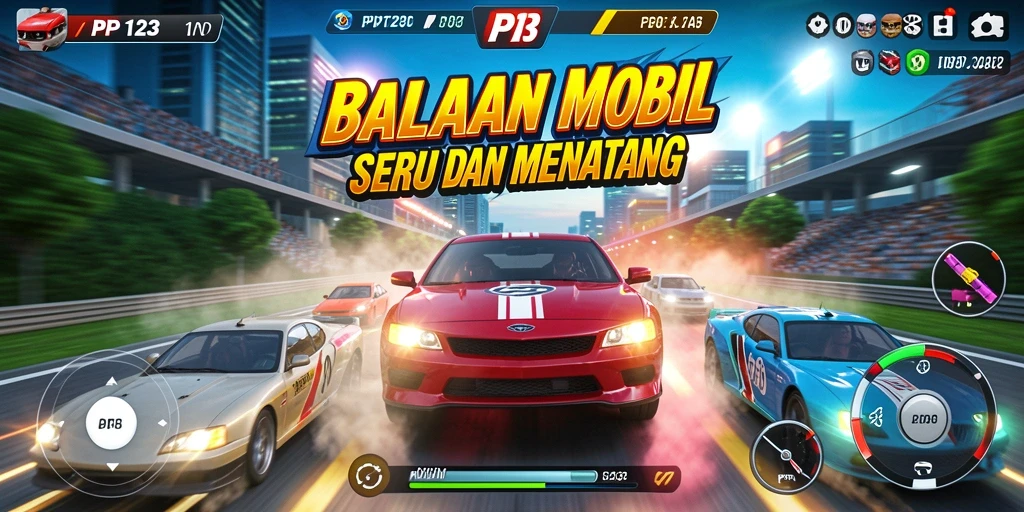 Tampilan gameplay seru di PP123 dengan balapan yang mendebarkan.
