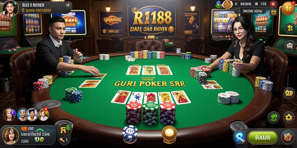 Screenshot gameplay poker RI188 yang menarik dan seru.